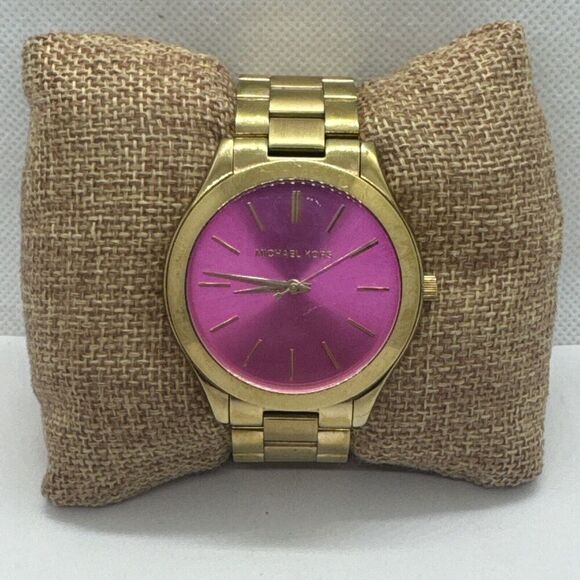 Michael Kors Slim Runway MK3264 Women Analog Pink Dial Quartz Wrist Watch JNA256 - Picture 1 of 11